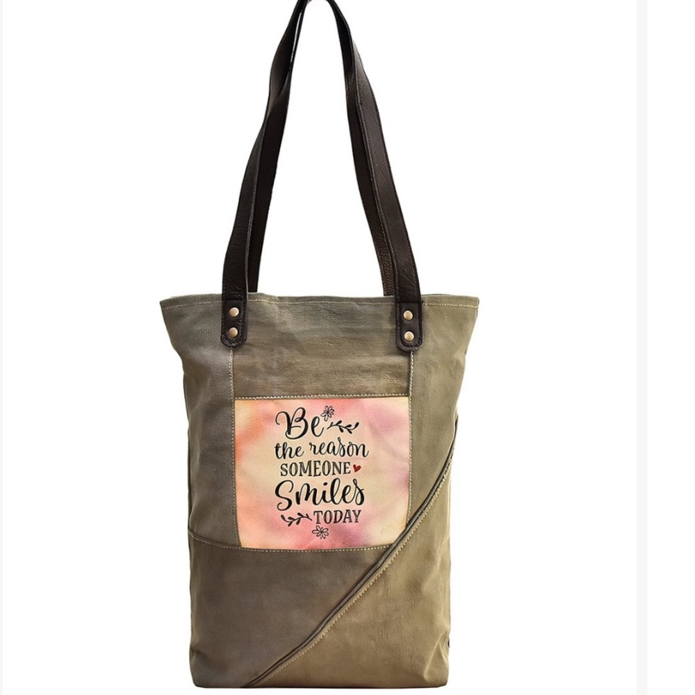 Vintage Addiction-"Be the Reason" Inscribed Recycled military Tent Tote*LAST ONE